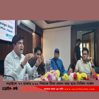 নড়াইলে রুবেলা ও হাম টিকাদান ক্যাম্পেইন শুরু সোমবার: ৭৭ হাজার ৮২২ শিশুকে টিকা প্রদান লক্ষ্যমাত্রা