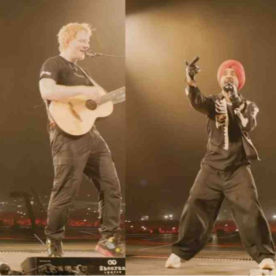 পাঞ্জাবি গানে মুম্বাইয়ের মঞ্চ মাতালেন দিলজিৎ-এড শিরান জুটি